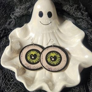 NEW, Wood eyeball earrings, handmade